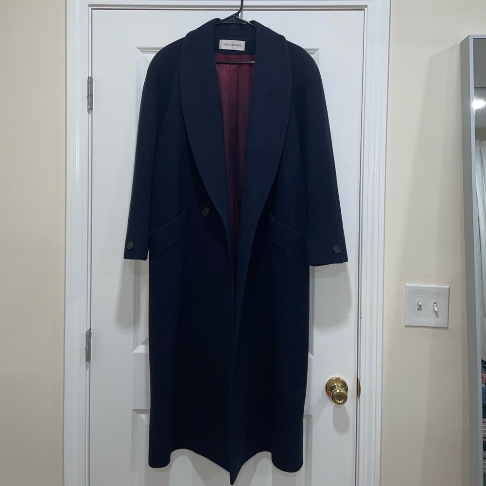 Jones New York Navy 100% Wool Oversized Coat